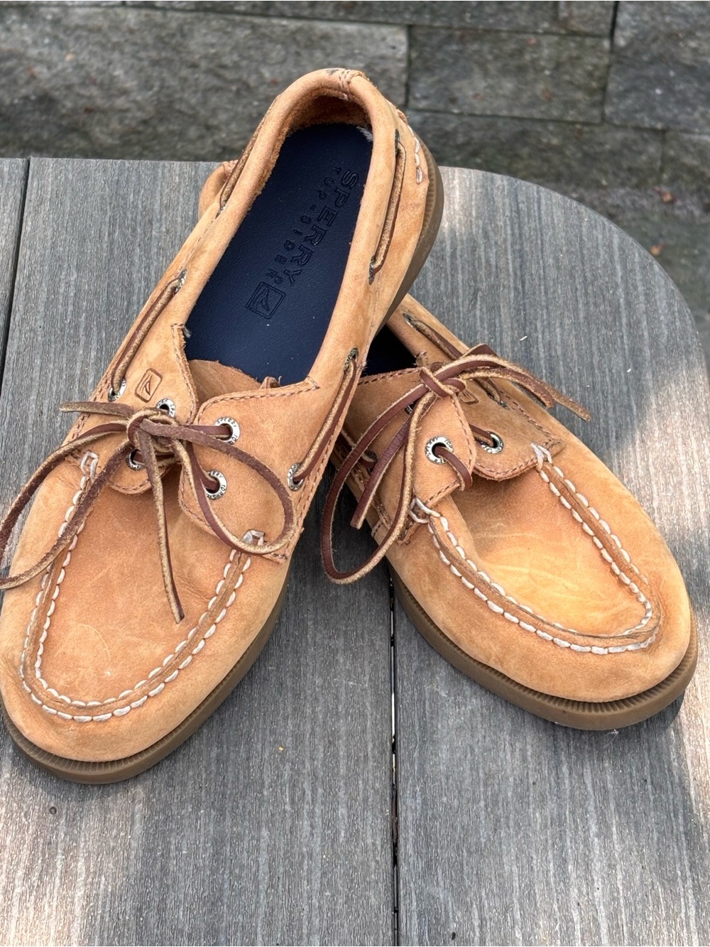 Sperry Tan Suede Boat Shoes- youth size 3.5